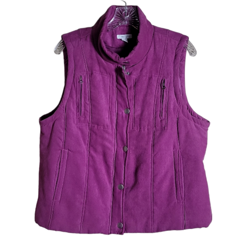 Relativity faux suede zip up fuchsia vest size XL